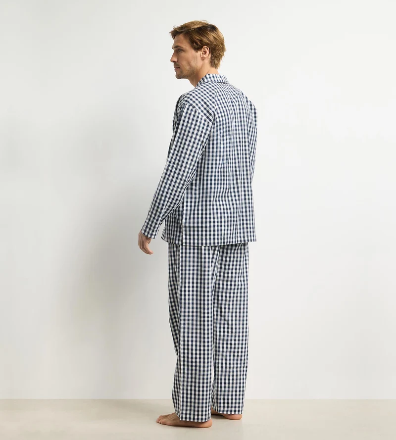 Ensemble pyjama pantalon homme vichy bleu Dim Woven