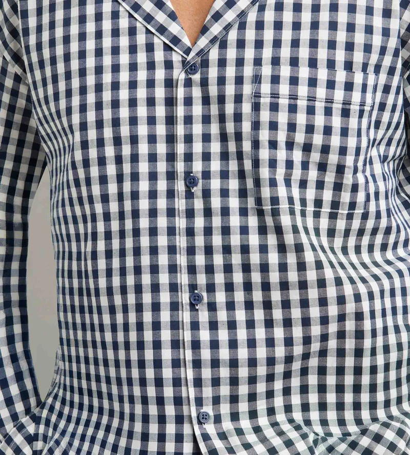 Ensemble pyjama pantalon homme vichy bleu Dim Woven