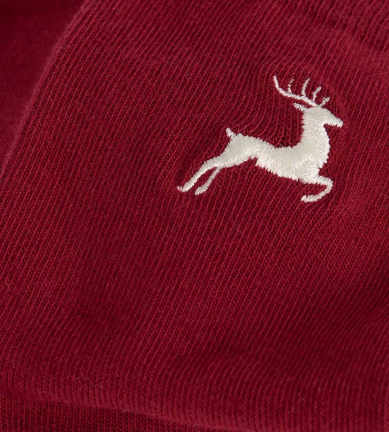 Chaussettes homme mi-hautes rouge foncé à motif renne Coton Fancy