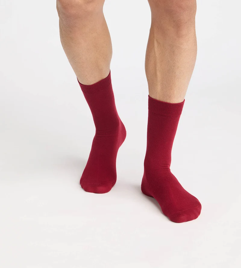Chaussettes homme mi-hautes rouge foncé à motif renne Coton Fancy
