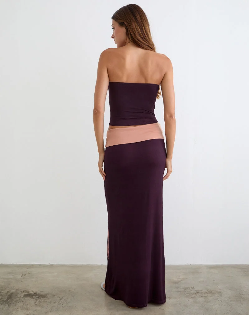 Jupe longue Valdra, couleur bordeaux, avec motif floral