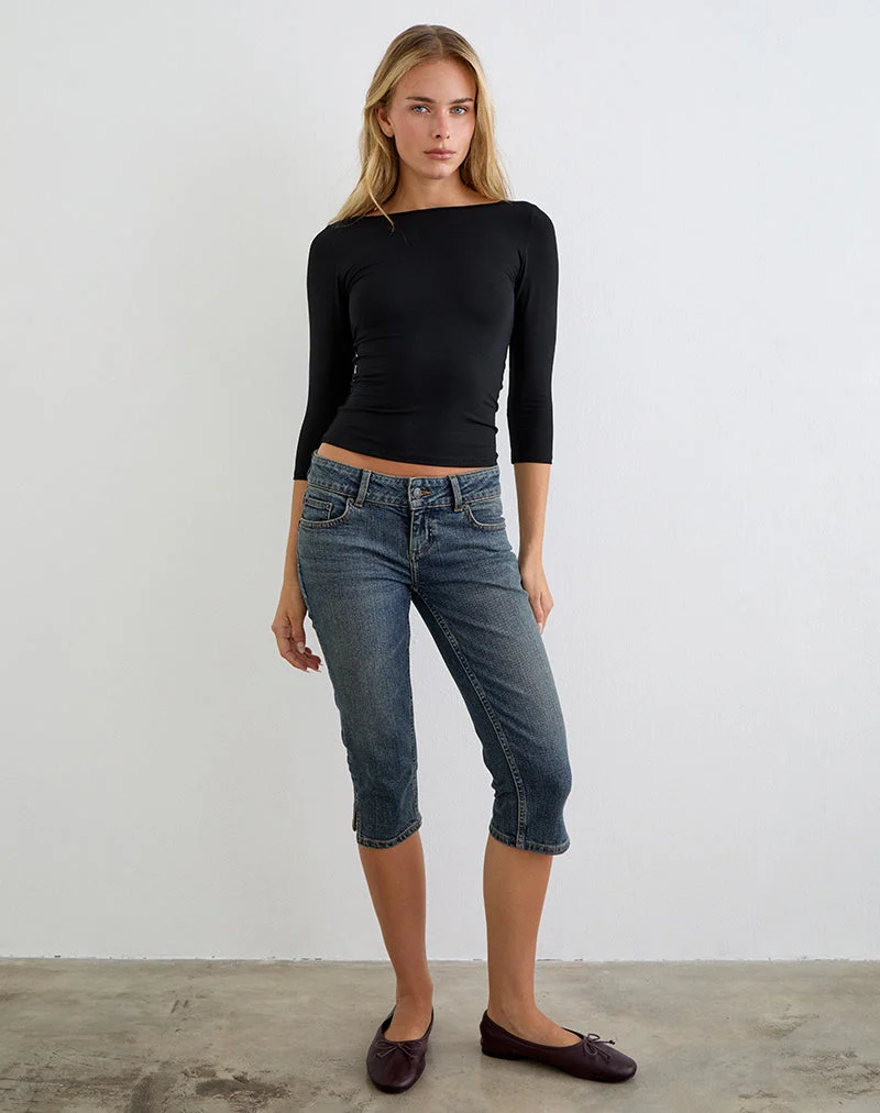 Pantalon capri en denim vert sale
