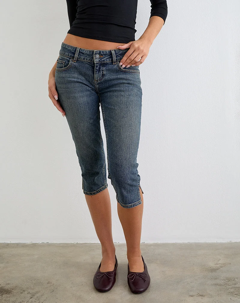 Pantalon capri en denim vert sale