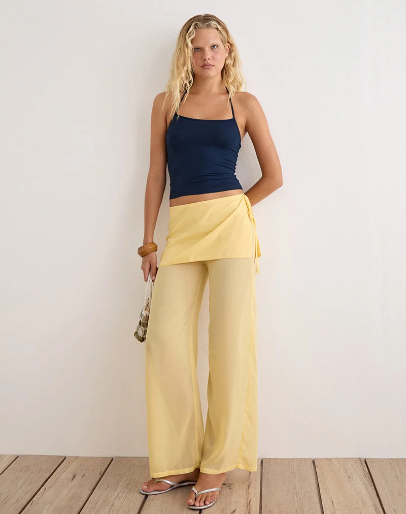 Pantalon Eluna en mousseline jaune pastel