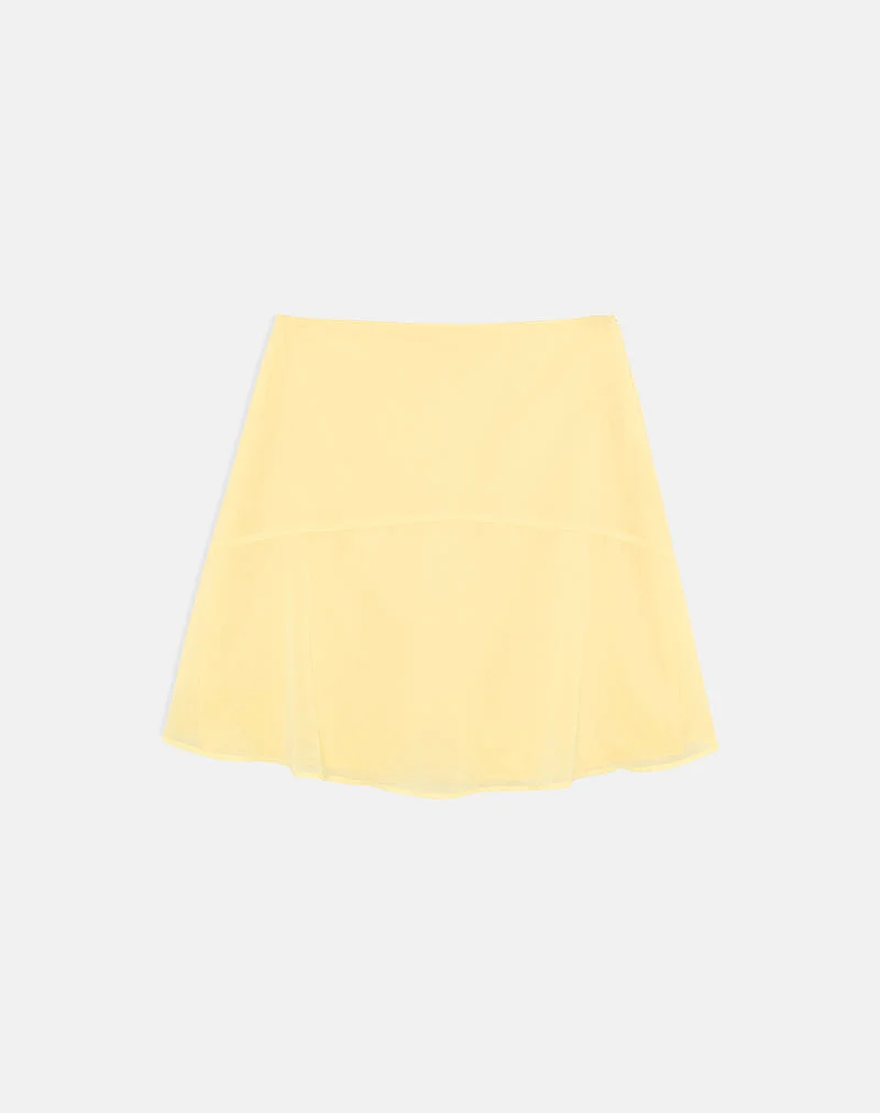 Jupe midi Namora en mousseline jaune pastel