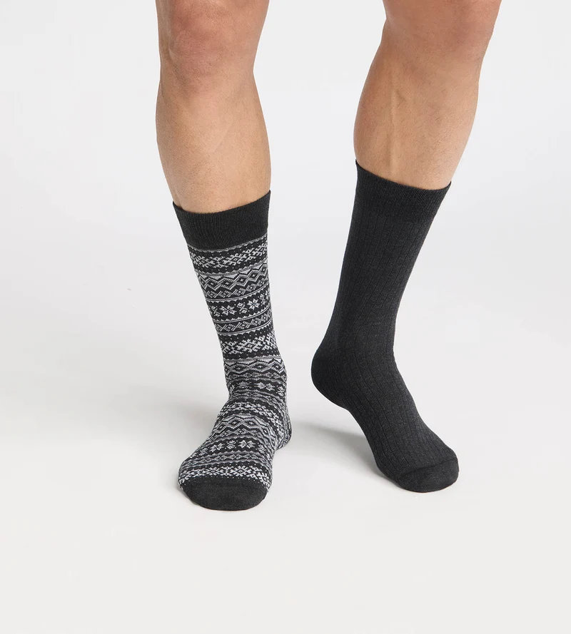 Lot de 2 chaussettes homme anthracite Coton Fancy