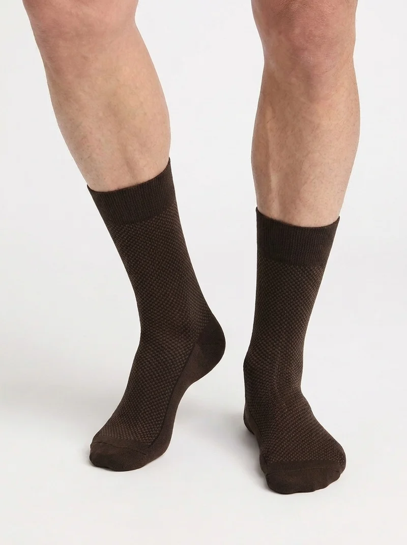 Chaussettes homme coton marron bois La Mode