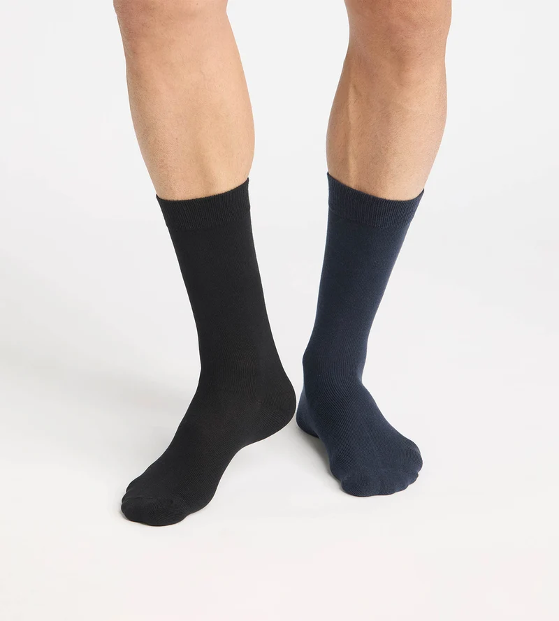 Lot de 2 chaussettes homme coton bleu profond Thermo