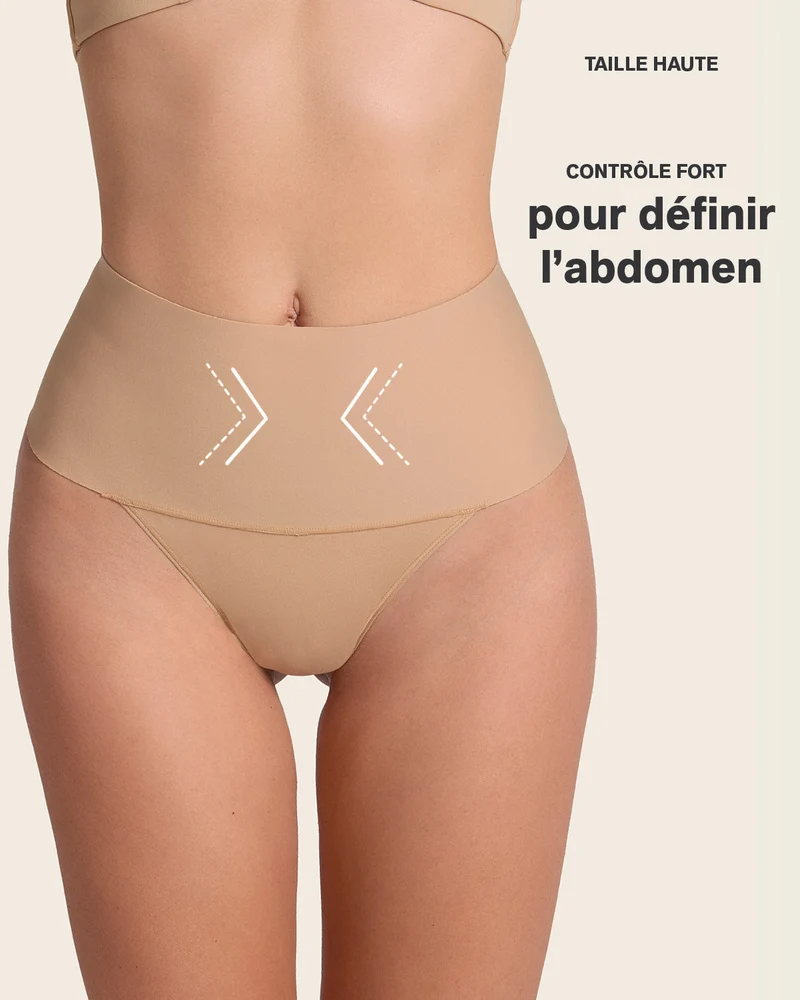 Culotte gainante brésilienne taille haute avec ceinture large pour un contrôle fort