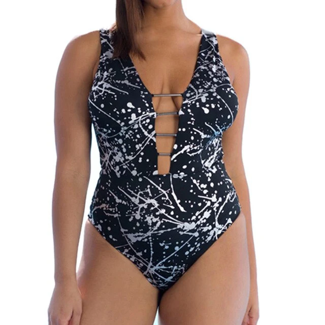 Monokini large size 4xl women swimsuit sexy push up a bra print one piece swimsuit swimming suit