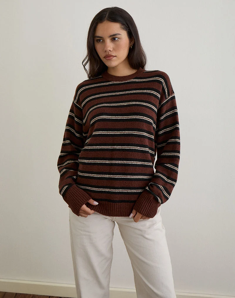 Ishari Jumper in Stripe Brown Multi
