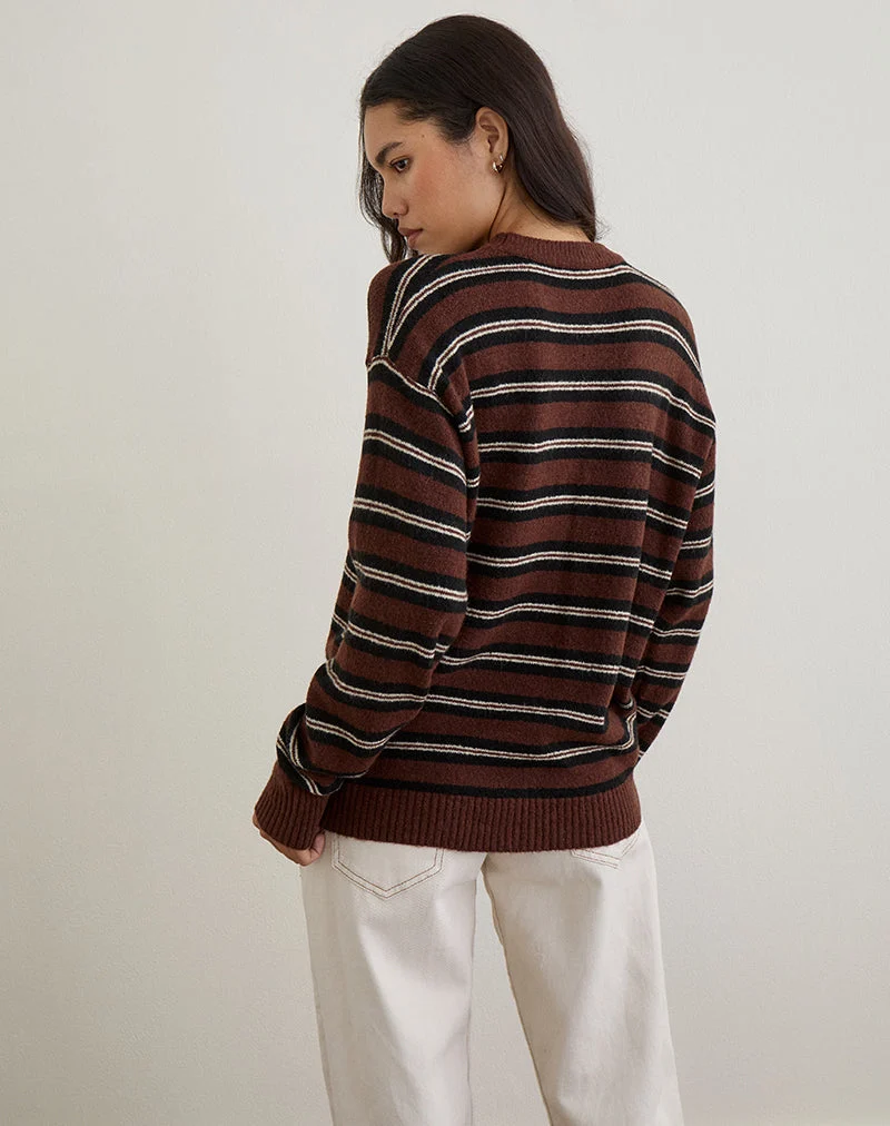 Ishari Jumper in Stripe Brown Multi