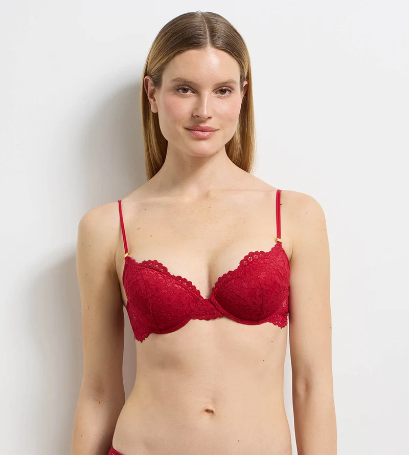 Soutien-gorge paddé à armatures dentelle rouge Burning Eclat