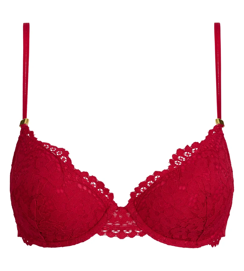 Soutien-gorge paddé à armatures dentelle rouge Burning Eclat
