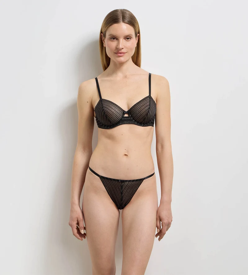 Soutien-gorge à armatures dentelles noir rayé Holiday