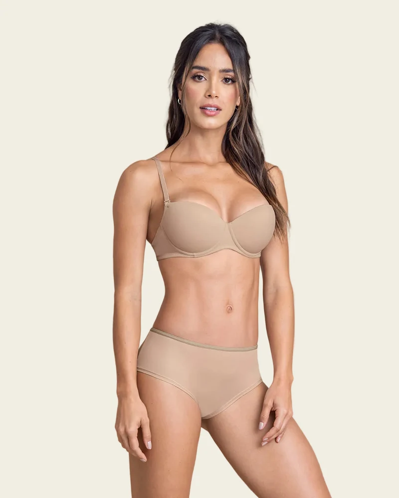 Soutien-gorge corbeille à bonnets lisses avec arceaux et push-up intégré