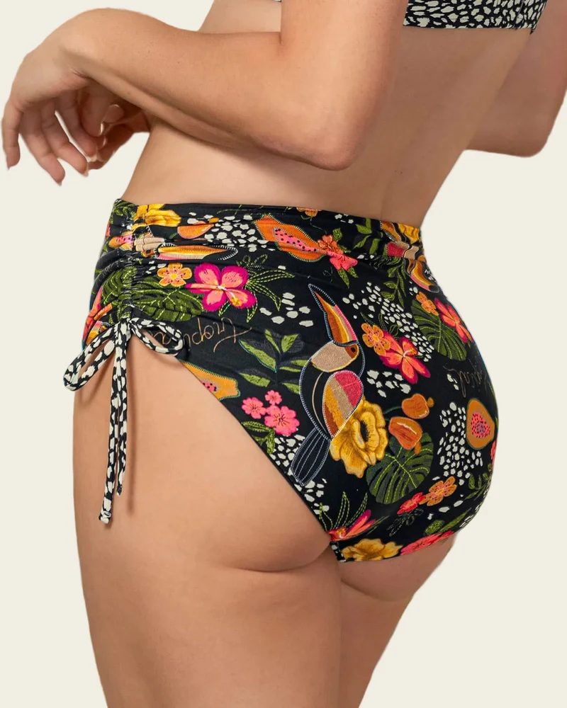 Bas de bikini taille haute écologique avec contrôle doux