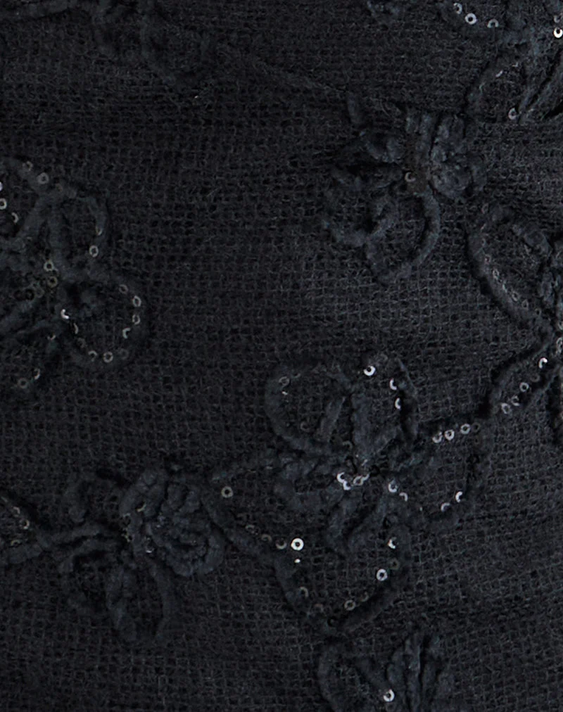 Halter-top Cosio en maille à paillettes, noir