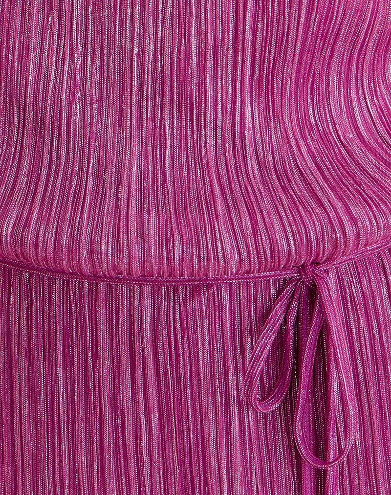 Haut BHERITA orné de perles, en plissé transparent rose vif