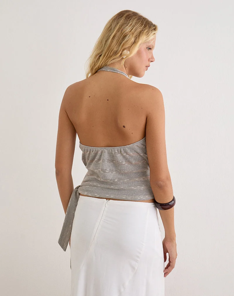 Haut Sayena en maille transparente gris clair