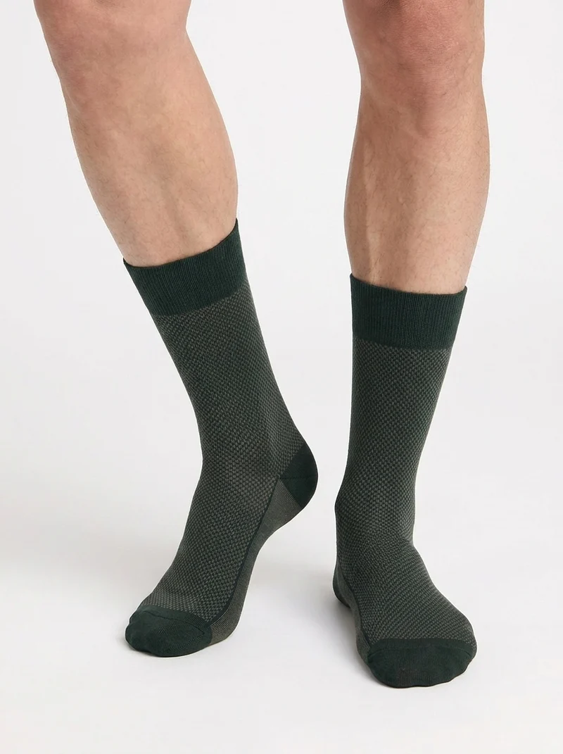 Chaussettes homme coton vert écossais La Mode