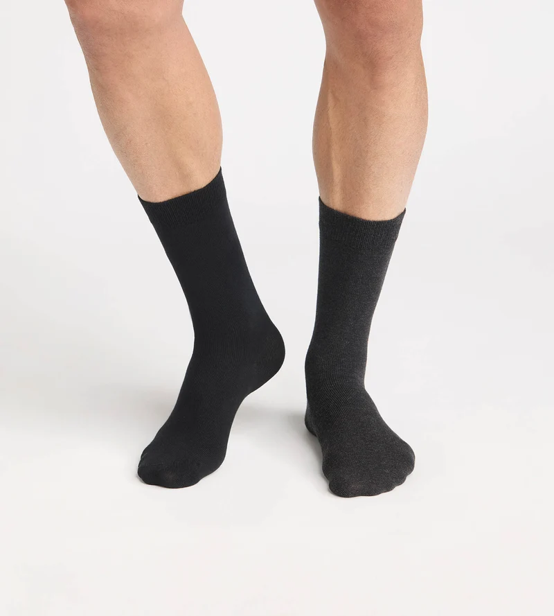 Lot de 2 chaussettes homme coton gris anthracite Thermo