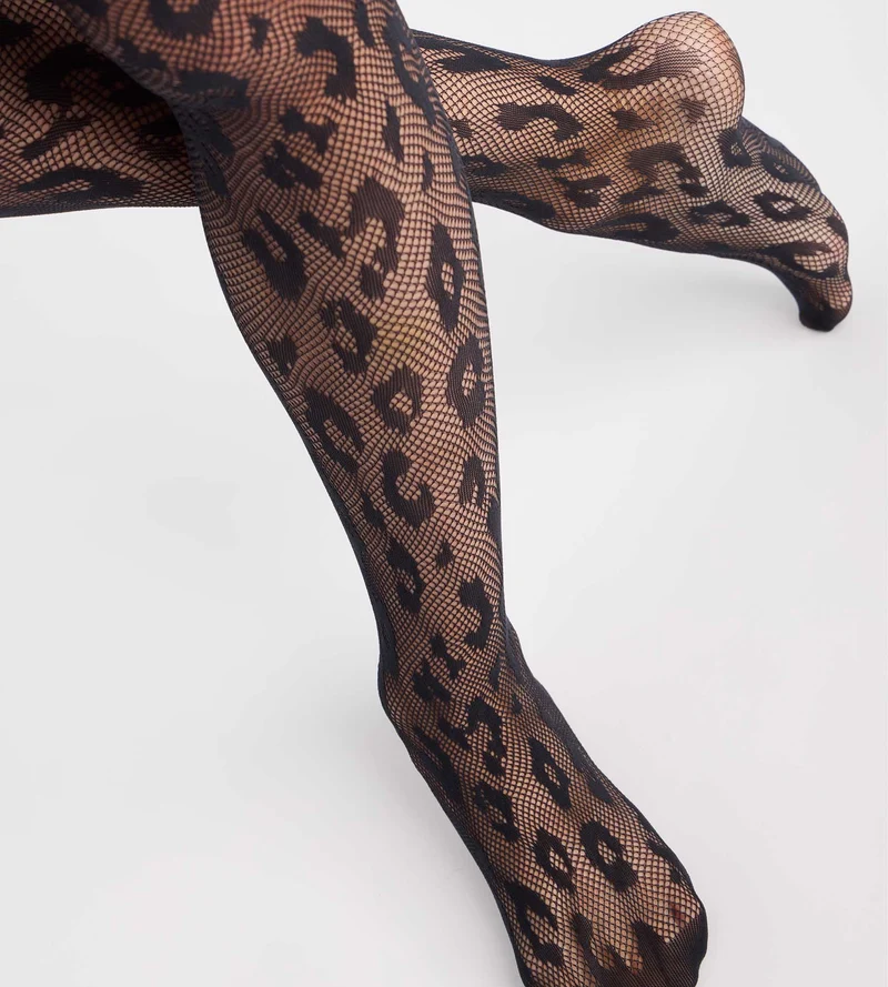 Collant fantaisie Léopard résille noir 30D Style