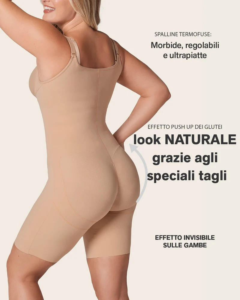 Body à fort contrôle abdominal avec effet fesses liftées
