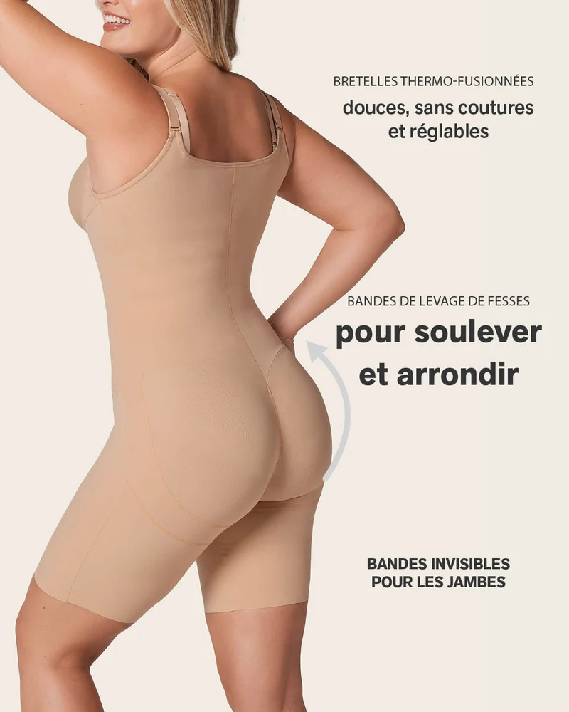 Body à fort contrôle abdominal avec effet fesses liftées