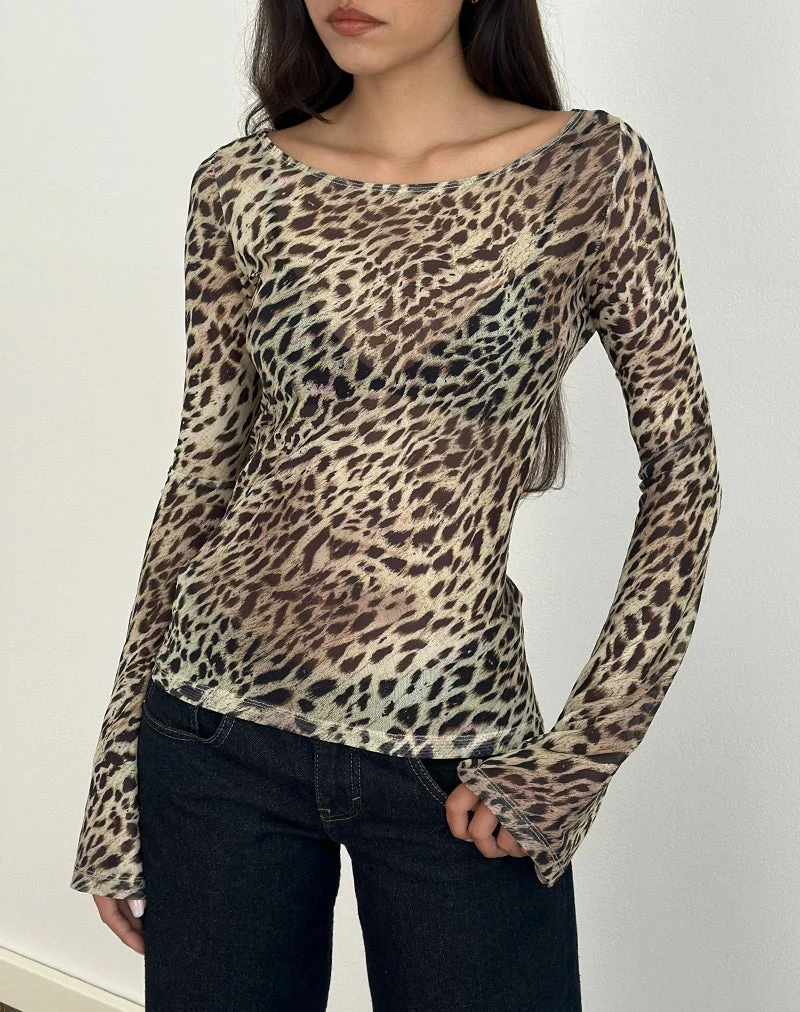 Tineko Long Sleeve Top in Leopard Dance Brown