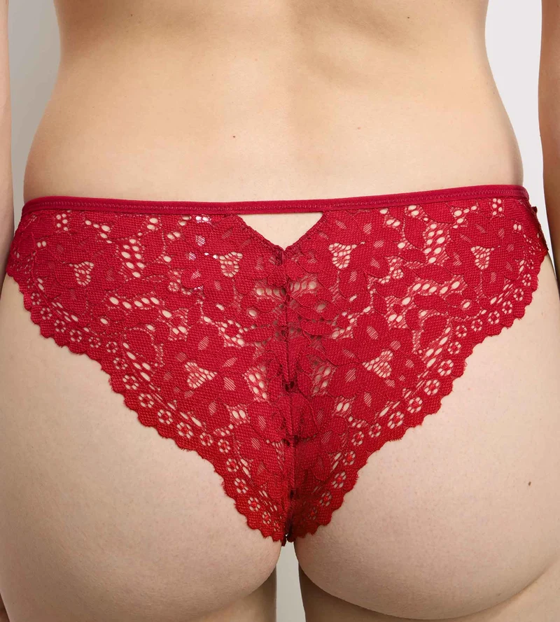Slip brésilien dentelle rouge Burning Eclat