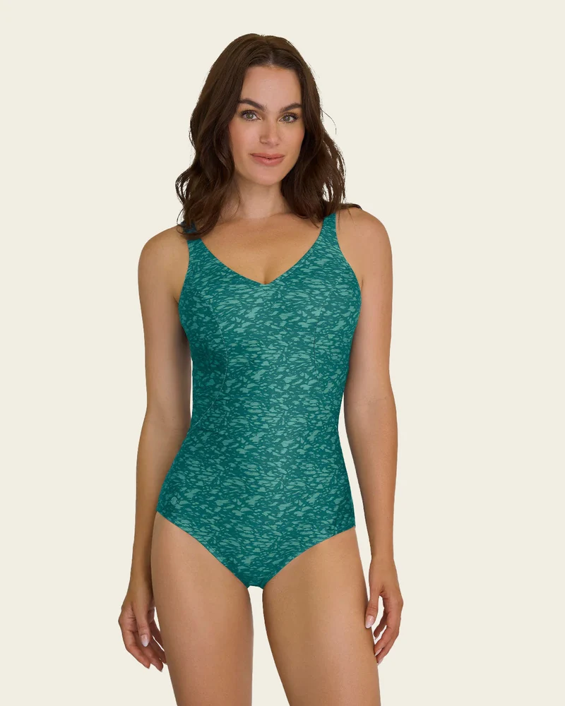 Maillot de bain une pièce imprimé avec maintien doux du ventre
