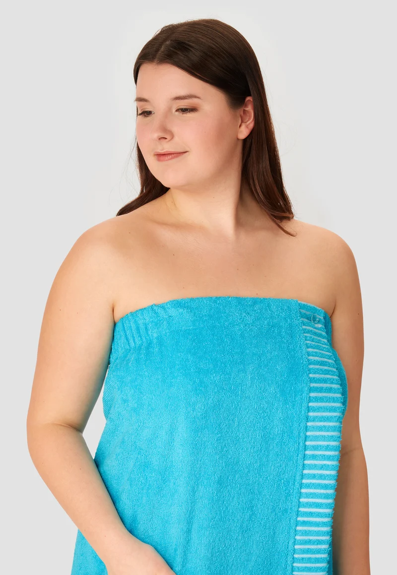 Saunatuch mit Knöpfen 80x130 cm Blau - SCHIESSER Home