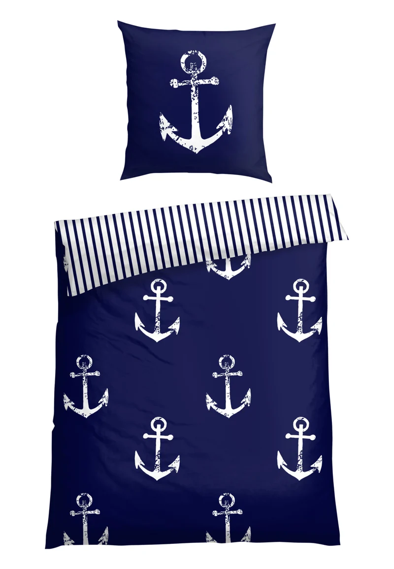 Bettwäscheset 2-teilig Blau/Weiss gemustert - SCHIESSER Home