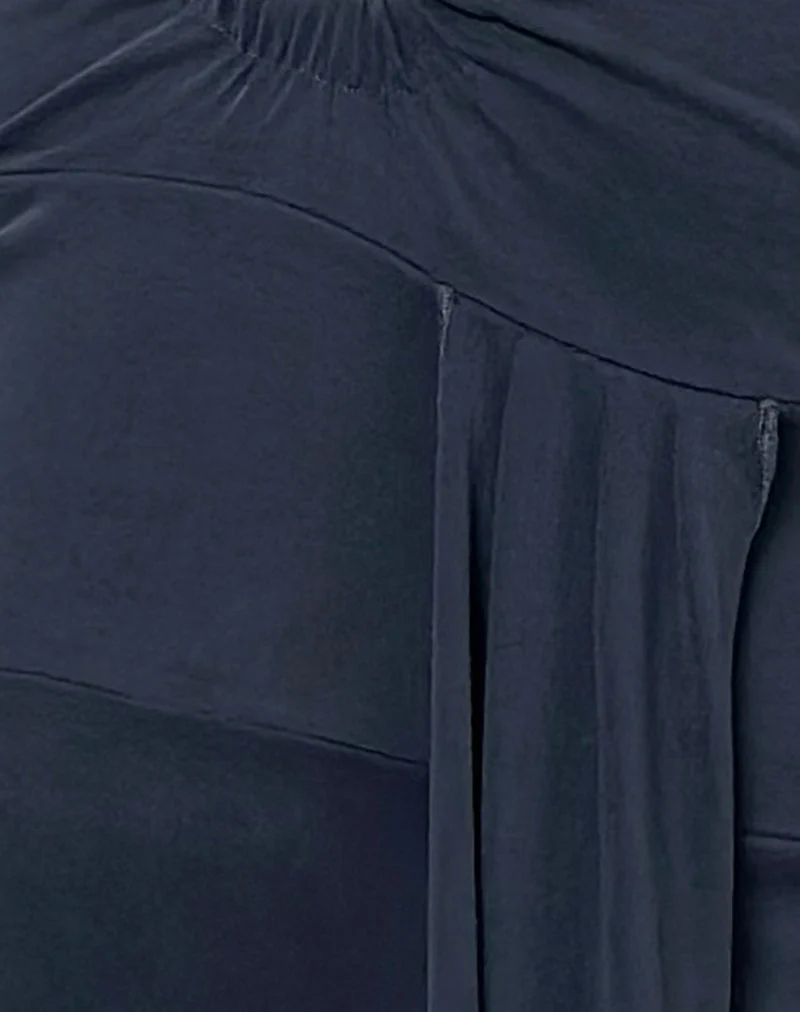 Robe longue Ryoko en Cupro Ocean Storm