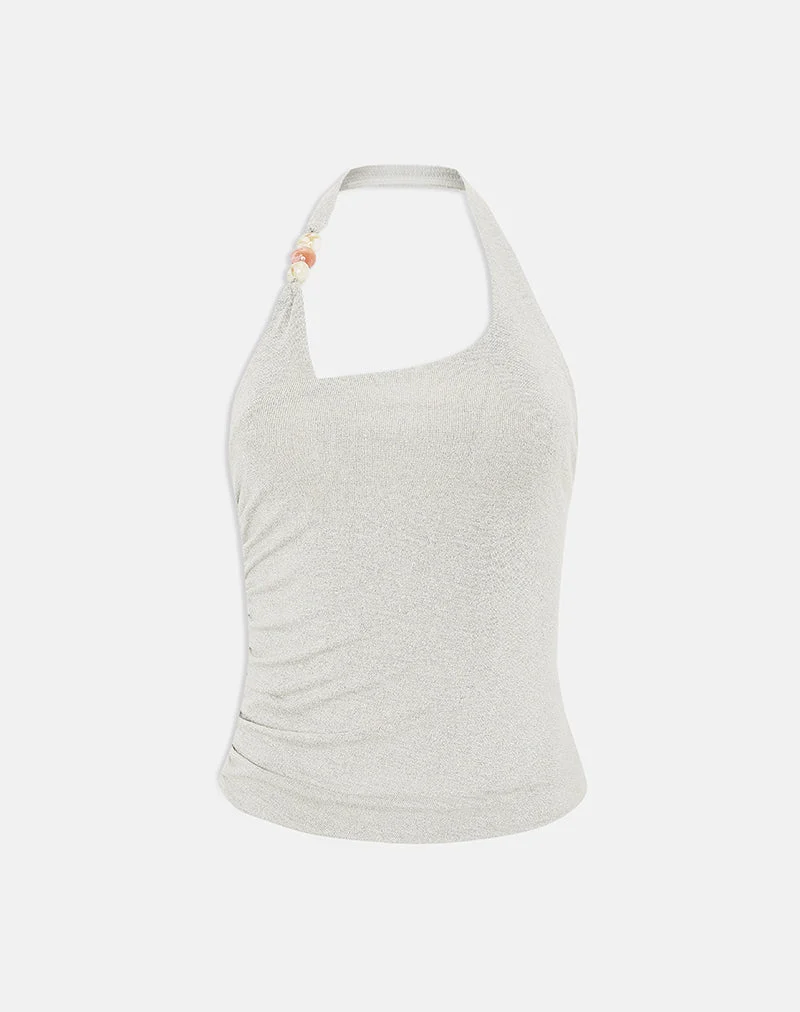 Haut Anari en maille chatoyante, gris clair