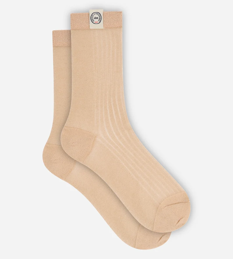 Chaussettes femme beige taupe Dim x Ines de la Fressange