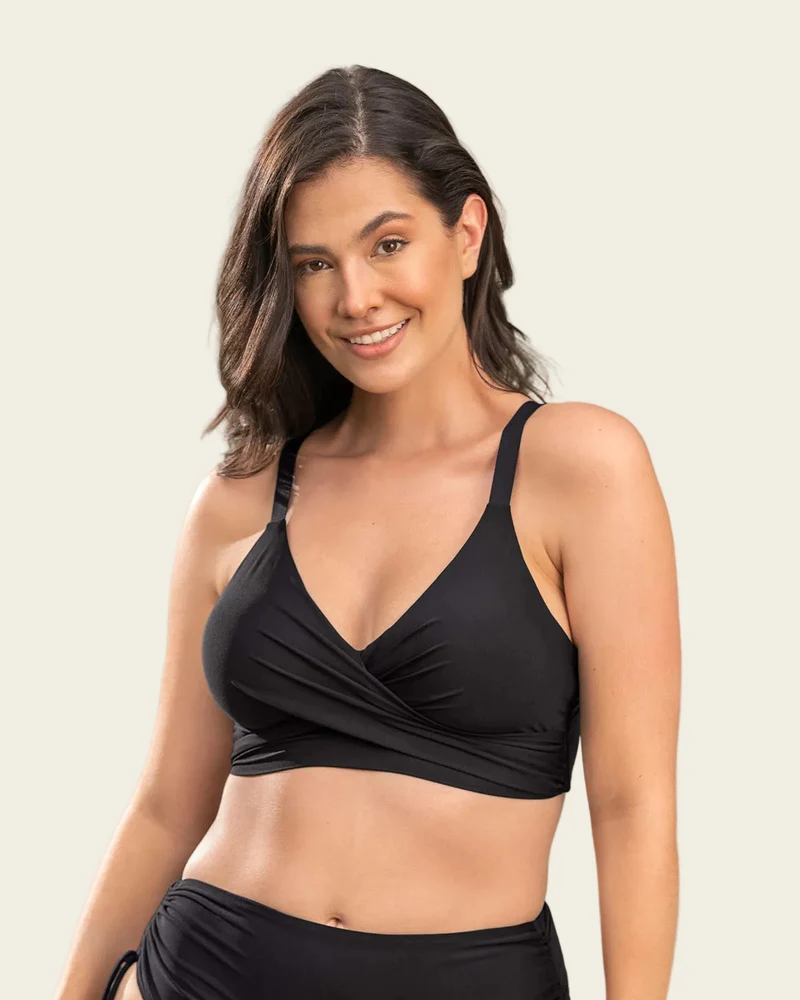 Haut de maillot de bain écologique à encolure croisée
