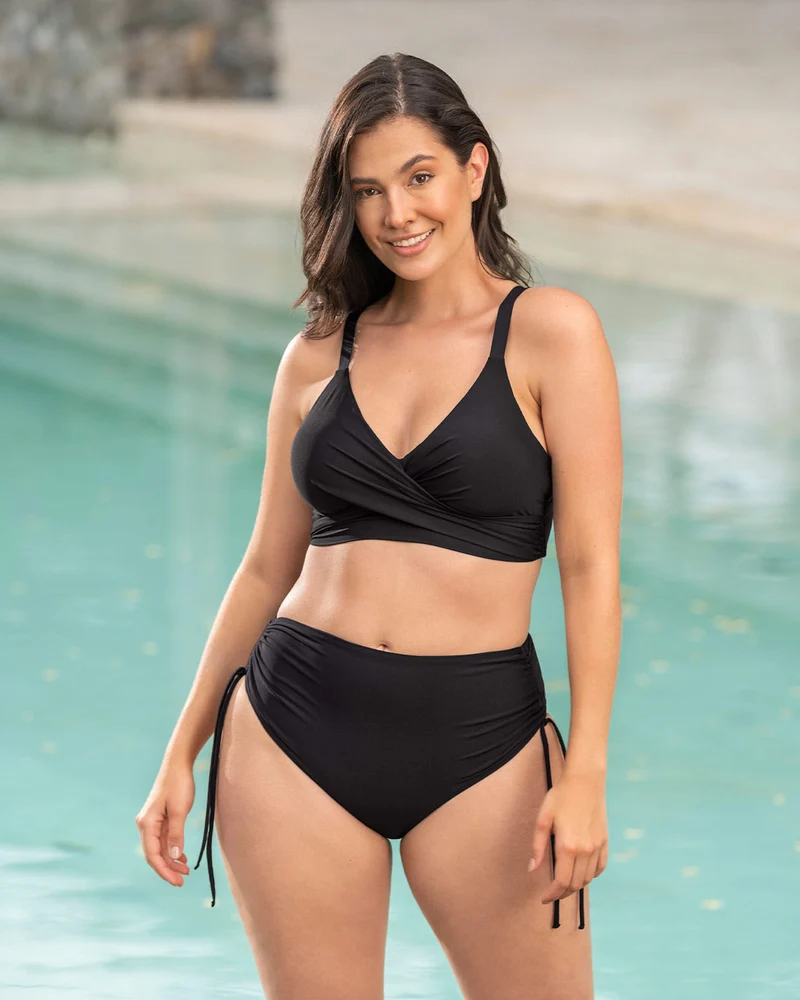 Haut de maillot de bain écologique à encolure croisée