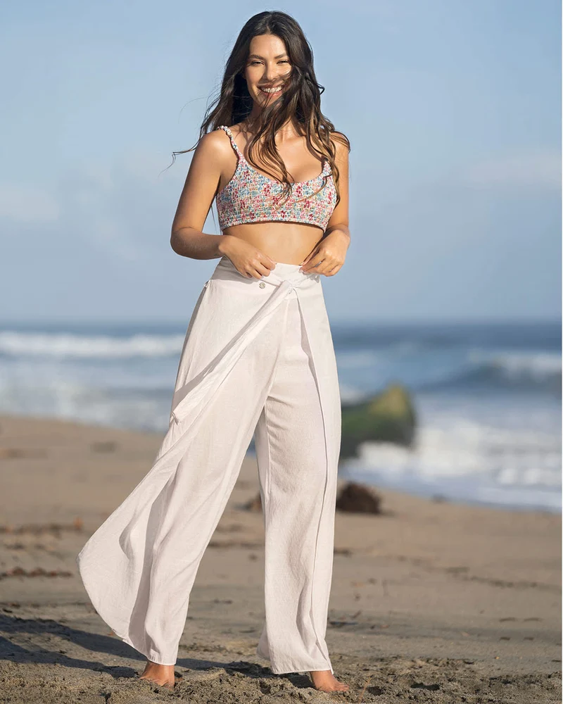 Pantalon de plage couvrant en coton biologique et rayonne