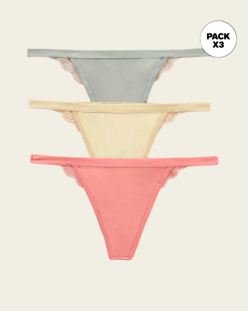 Pack de 3 strings brésiliens avec dentelle