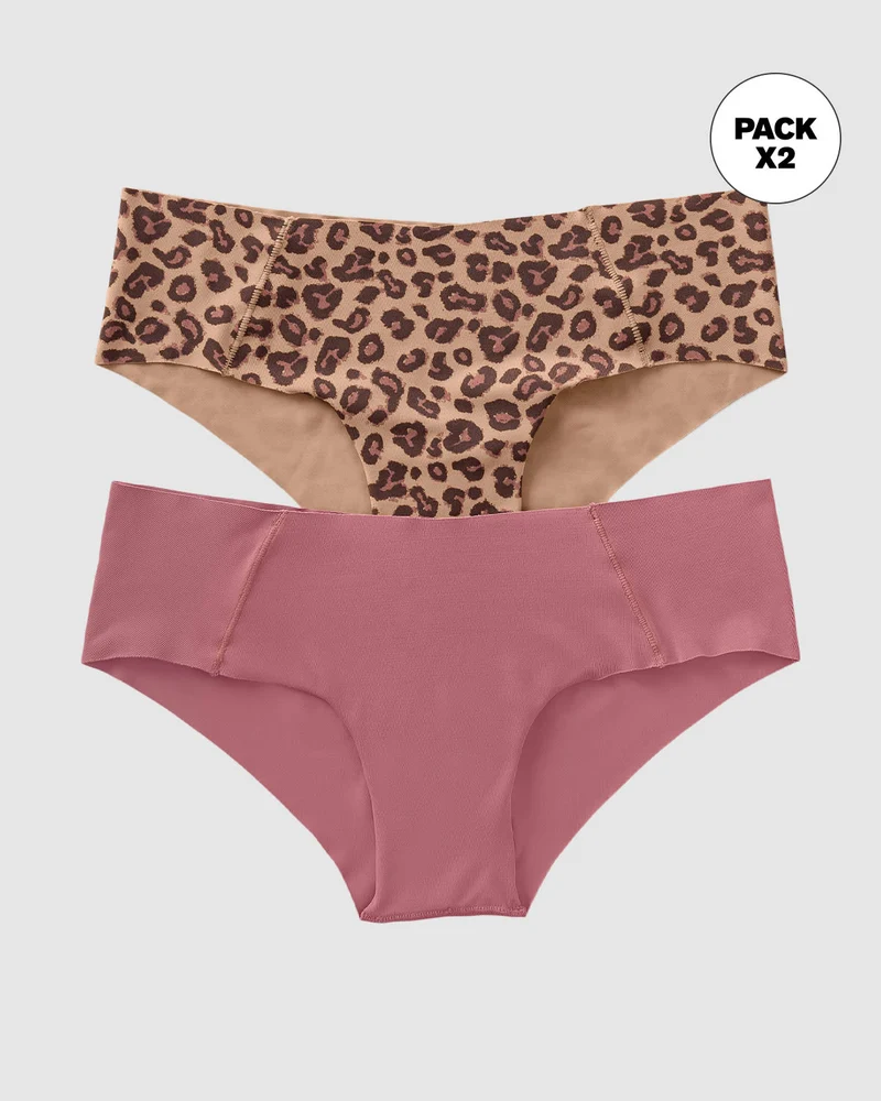Pack de 2 culottes hipster avec des coutures contrastées décoratives