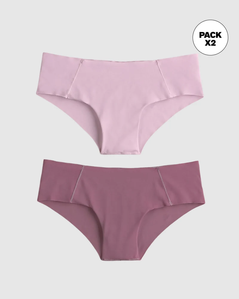 Pack de 2 culottes hipster avec des coutures contrastées décoratives