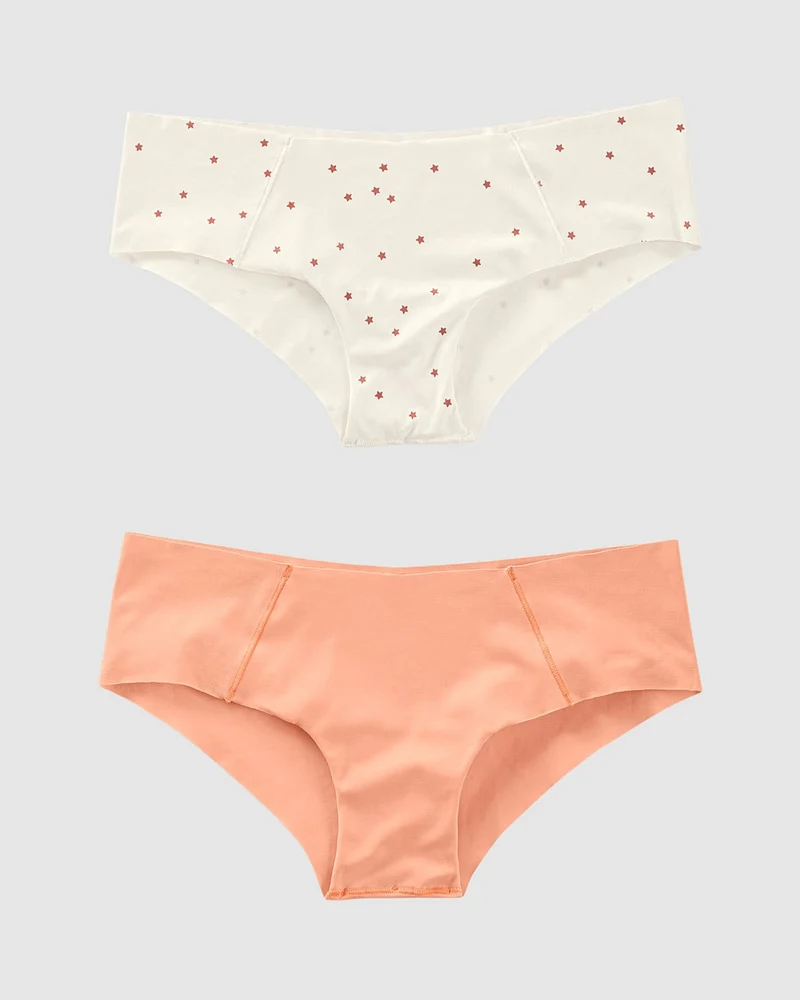 Pack de 2 culottes hipster avec des coutures contrastées décoratives