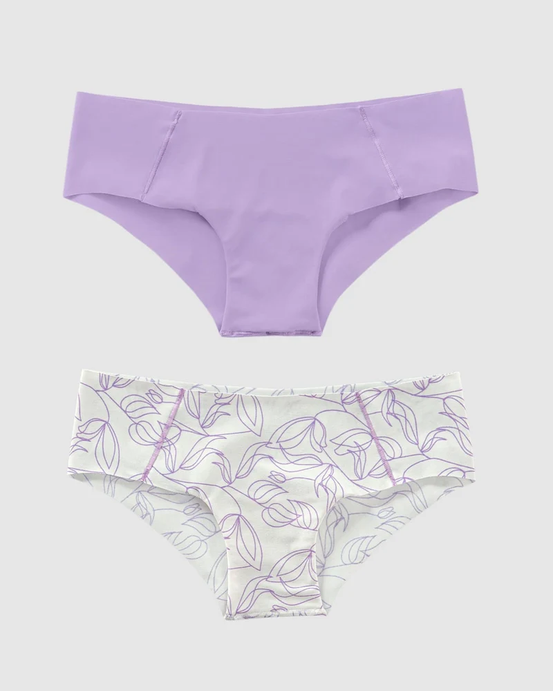 Pack de 2 culottes hipster avec des coutures contrastées décoratives