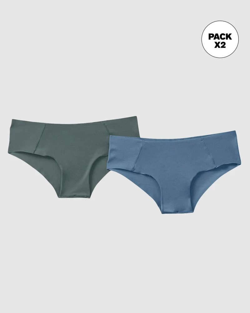 Pack de 2 culottes hipster avec des coutures contrastées décoratives