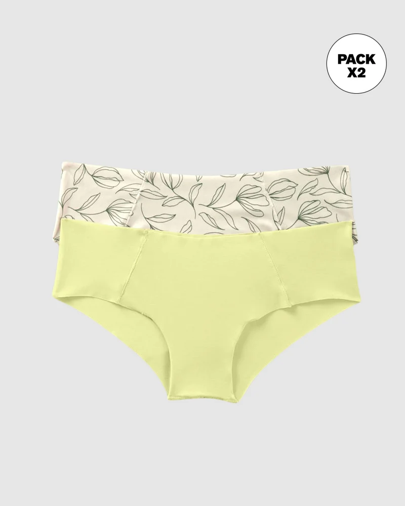 Pack de 2 culottes hipster avec des coutures contrastées décoratives