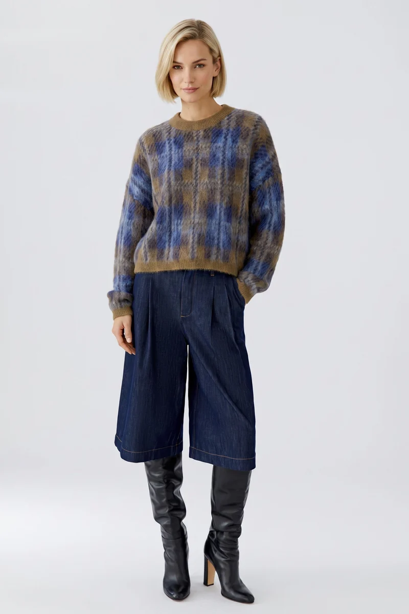 Pull à carreaux au fini brossé