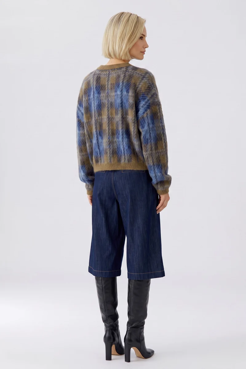 Pull à carreaux au fini brossé