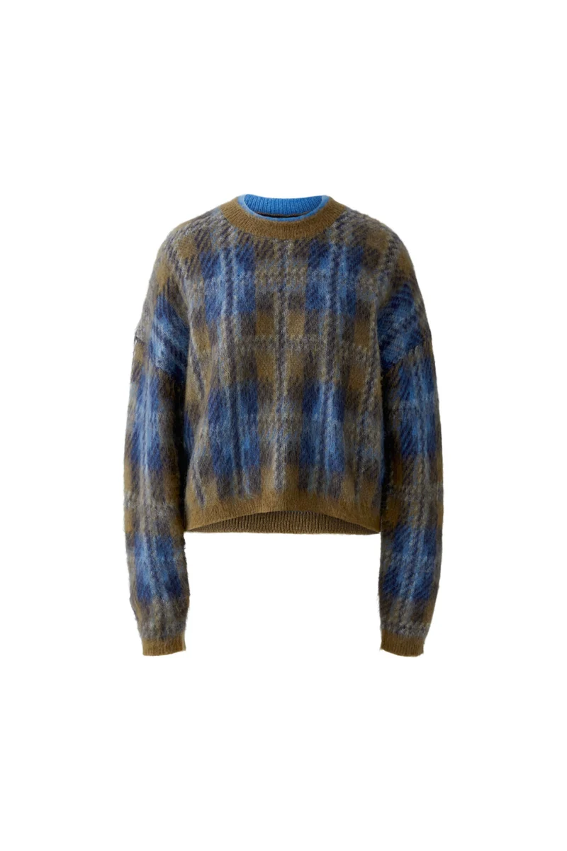 Pull à carreaux au fini brossé